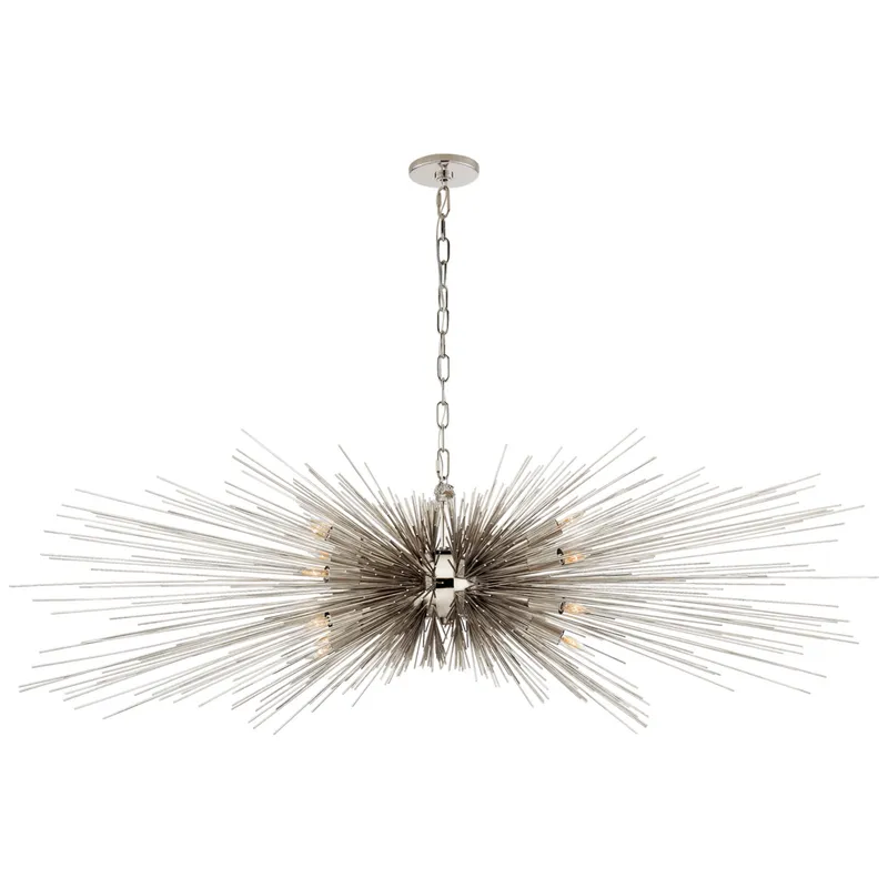 Kelly Wearstler Strada Large Linear Chandelier in Polished Nickel Ceiling Light W60" x 22.75" x H22"