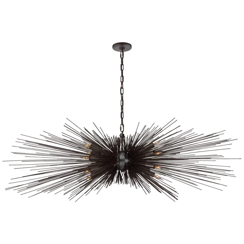 Kelly Wearstler Strada Large Linear Chandelier in Aged Iron Ceiling Light W60" x 22.75" x H22"