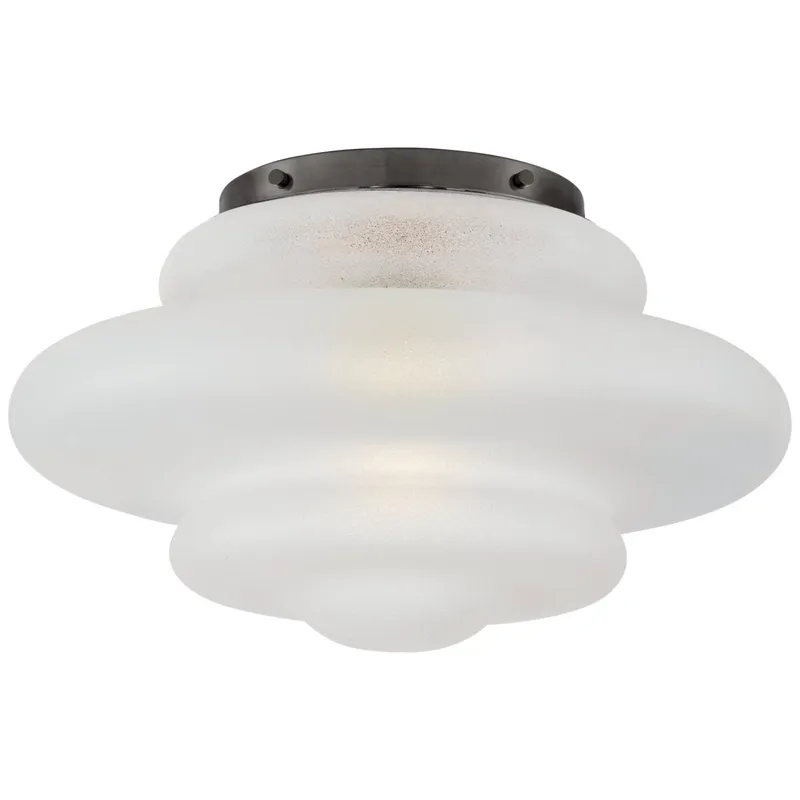 Kelly Wearstler Tableau Medium Flush Mount in Bronze with Volcanic Glass Ceiling Light W15" x H8.75"