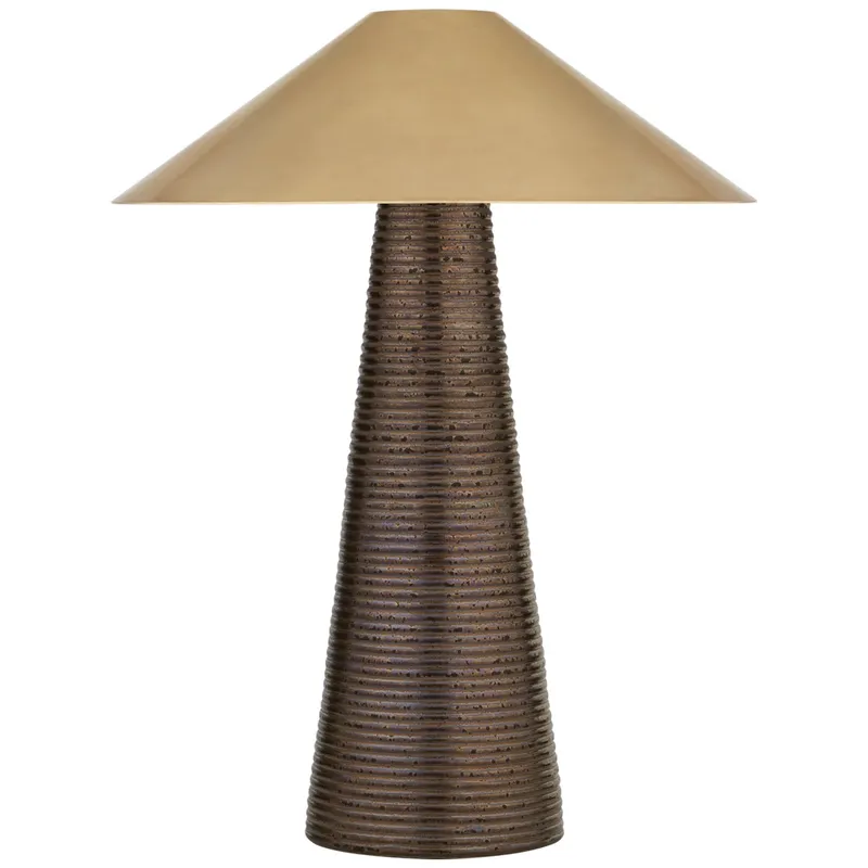Kelly Wearstler Miramar Accent Lamp in Crystal Bronze with Antique-Burnished Brass Shade Table Lamp W16" x H21.25"