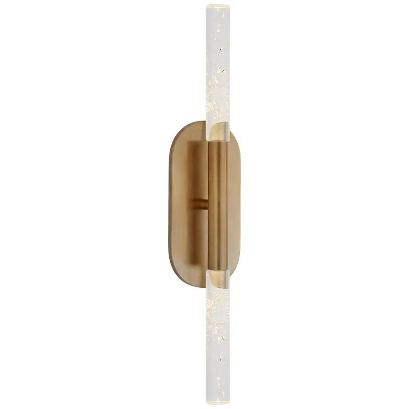 Kelly Wearstler Rousseau Medium Vanity Sconce in Antique-Burnished Brass with Seeded Glass Wall Light W4.25" x H22"