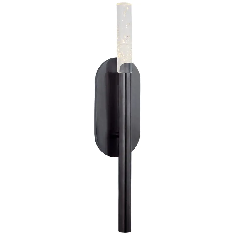 Kelly Wearstler Rousseau Medium Bath Sconce in Bronze with Seeded Glass Wall Light W4.25" x H20"