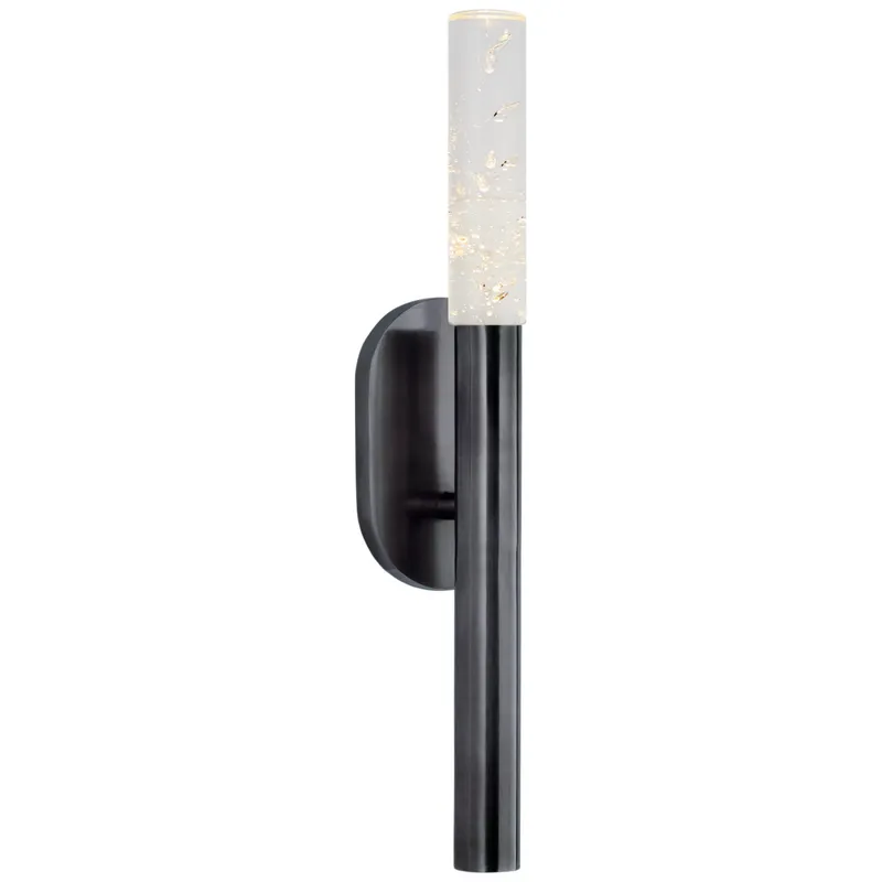 Kelly Wearstler Rousseau Small Bath Sconce in Bronze with Seeded Glass Wall Light W3" x H14"