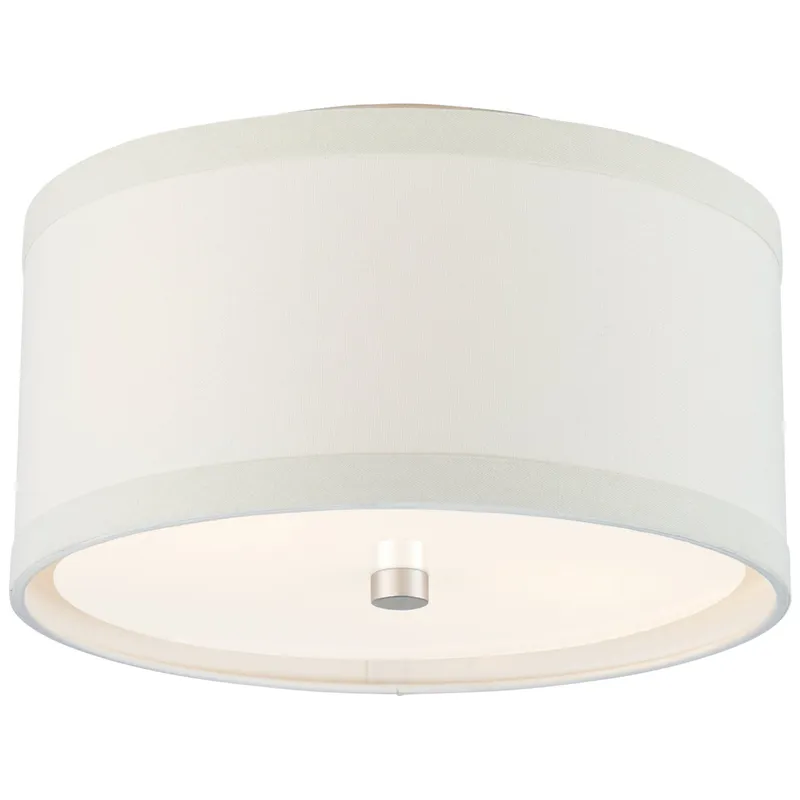 kate spade new york Walker Small Flush Mount in Burnished Silver Leaf with Cream Linen Shade Ceiling Light W13" x H7.5"