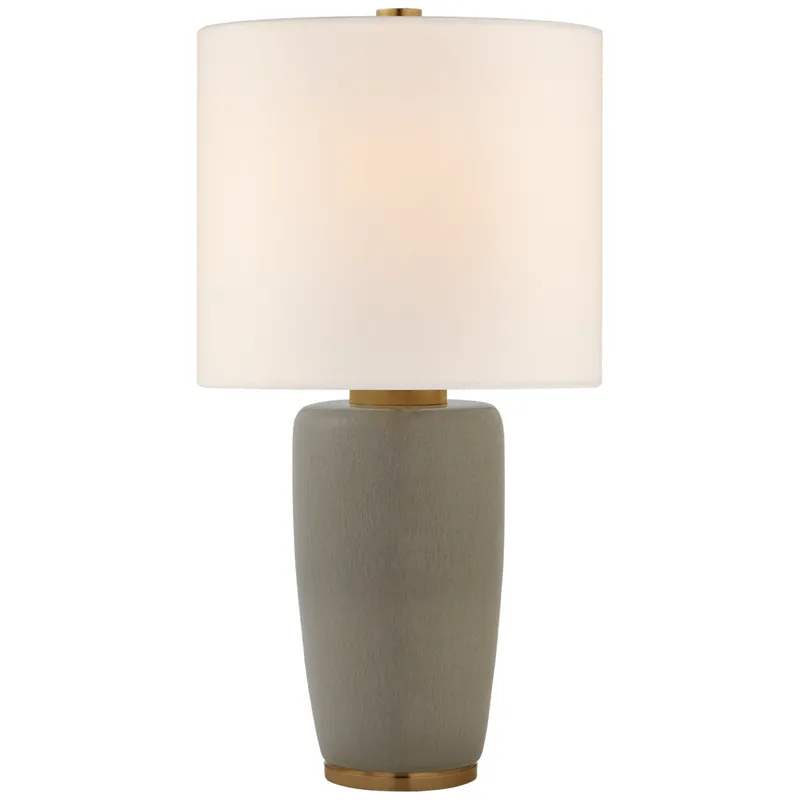 Barbara Barry Chado Large Table Lamp in Shellish Gray with Linen Shade W15.75" x H31.25"