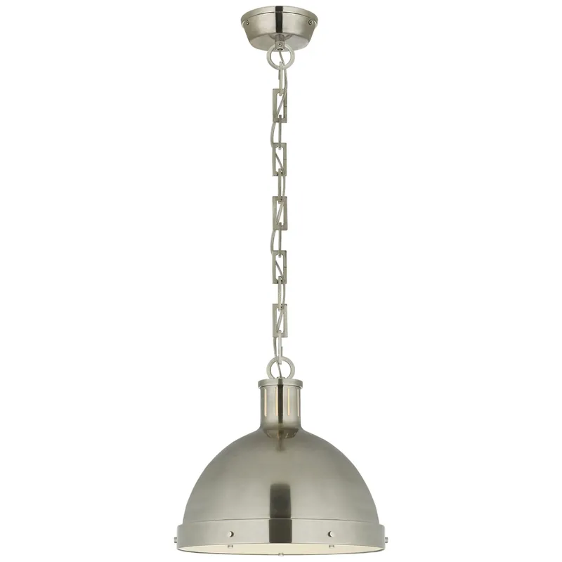 Thomas O'Brien Hicks Large Pendant in Antique Nickel with Acrylic Diffuser Ceiling Light W13" x H11.75"