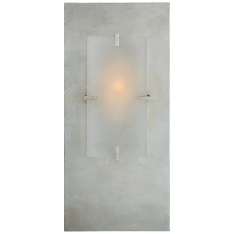 AERIN Dominica Rectangle Sconce in Burnished Silver Leaf and Alabaster Wall Light W9" x H19.5"