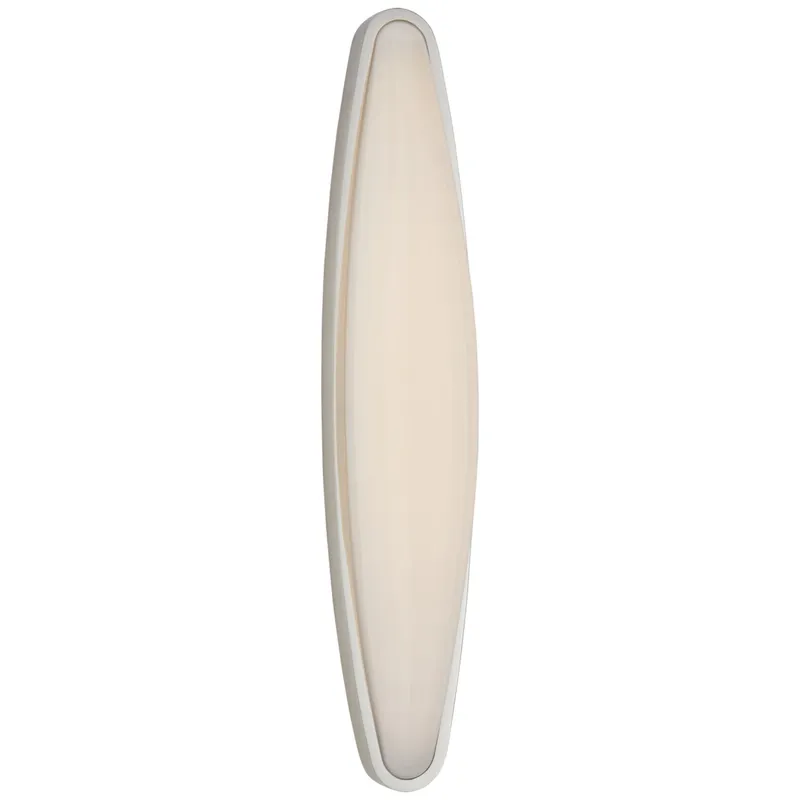 AERIN Ezra Large Bath Sconce in Polished Nickel with White Glass Wall Light W4.75" x H24"