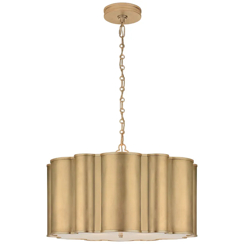 Alexa Hampton Markos Large Hanging Shade in Gild with Frosted Acrylic Ceiling Light W26" x H16.25"