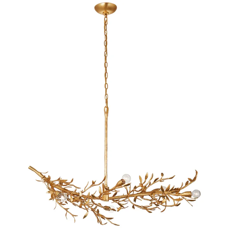 Julie Neill Mandeville Linear Chandelier in Antique Gold Leaf Ceiling Light W42" x 24" x H28"