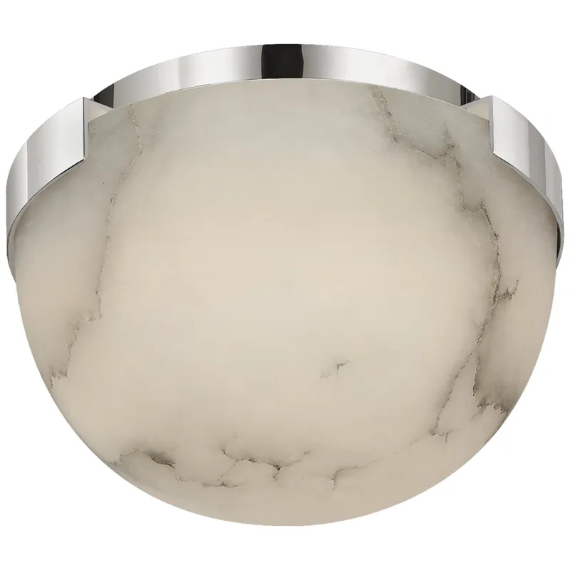 Kelly Wearstler Melange 5" Solitaire Flush Mount in Polished Nickel with Alabaster Shade Ceiling Light W5" x H3.5"