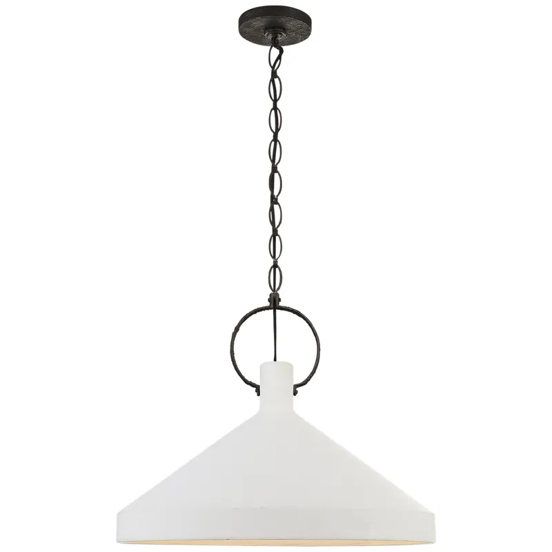 Suzanne Kasler Limoges Grande Pendant in Natural Rust with Plaster White Shade Ceiling Light W24" x H19.75"