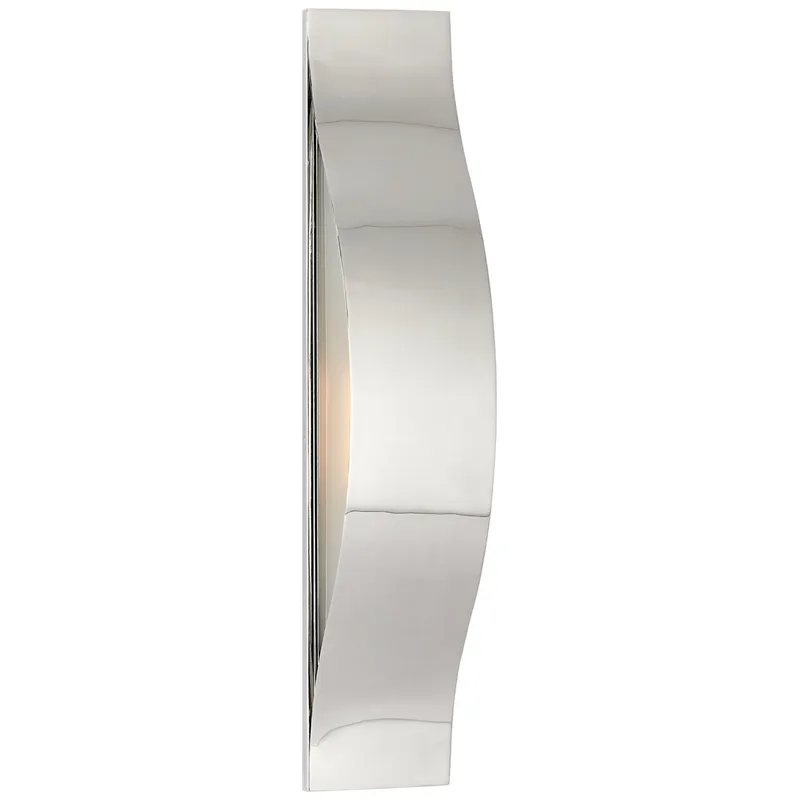 Kelly Wearstler Avant Medium Linear Sconce in Polished Nickel with Frosted Glass Wall Light W4.25" x H22"