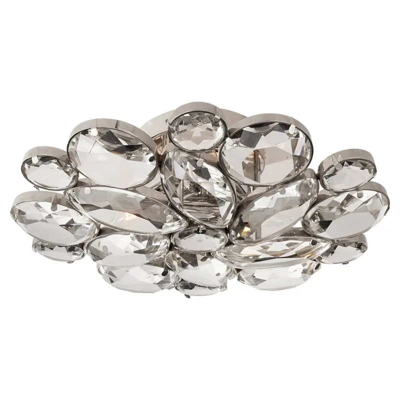 kate spade new york Lloyd Medium Round Flush Mount in Polished Nickel with Clear Glass Ceiling Light W13" x H4.25"