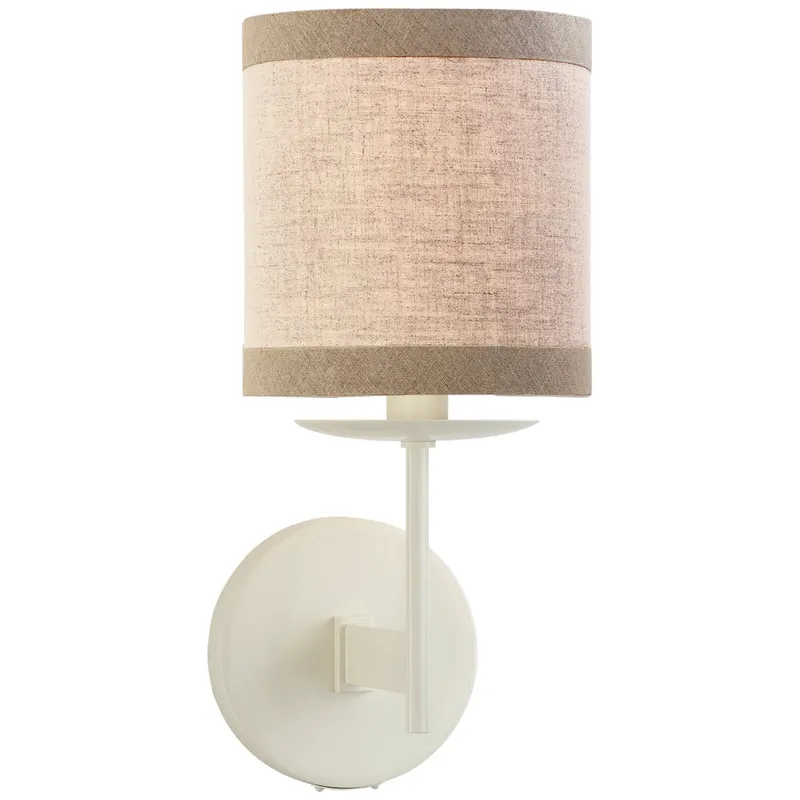 kate spade new york Walker Small Sconce in Light Cream with Natural Linen Shade Wall Light W5.5" x H12.25"