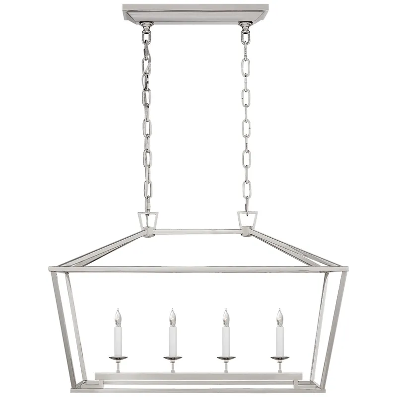Chapman & Myers Darlana Small Linear Lantern in Polished Nickel Ceiling Light W30" x 13" x H19"