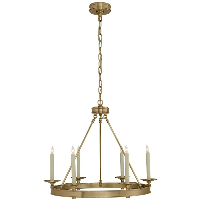 Chapman & Myers Launceton Small Ring Chandelier in Antique- Burnished Brass Ceiling Light W27" x H22"
