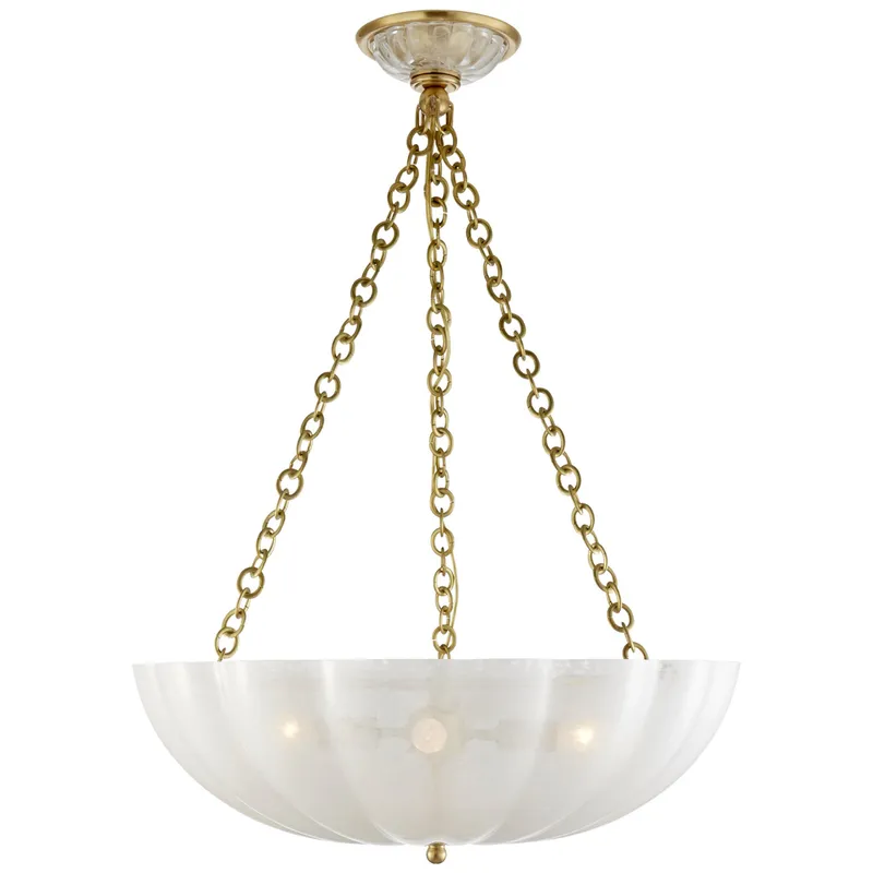 AERIN Rosehill Large Chandelier in Hand-Rubbed Antique Brass with Strie Glass Ceiling Light W21" x H30.25"