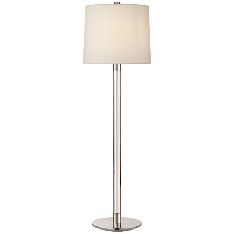 AERIN Riga Buffet Lamp in Crystal and Polished Nickel with Linen Shade Table Lamp W10" x H33"