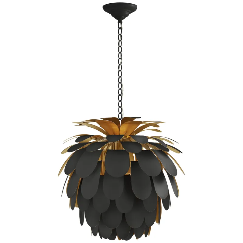 Chapman & Myers Cynara Medium Chandelier in Matte Black and Gild Ceiling Light W22.5"
