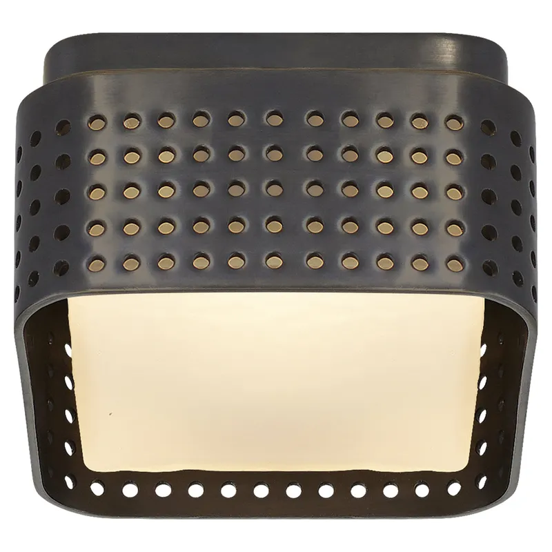 Kelly Wearstler Precision 4.5" Solitaire Flush Mount in Bronze with Clouded Glass Ceiling Light W4.5" x H2.5"