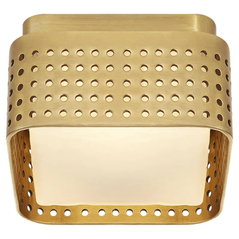 Kelly Wearstler Precision 4.5" Solitaire Flush Mount in Antique-Burnished Brass with Clouded Glass Ceiling Light W4.5" x H2.5"