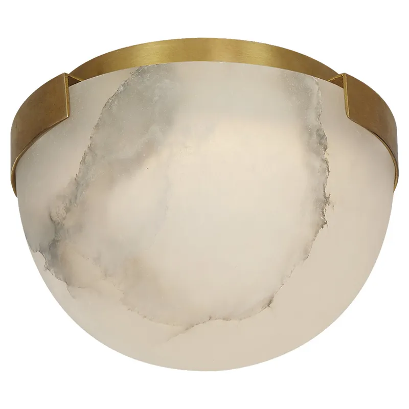 Kelly Wearstler Melange 5" Solitaire Flush Mount in Antique-Burnished Brass with Alabaster Shade Ceiling Light W5" x H3.5"