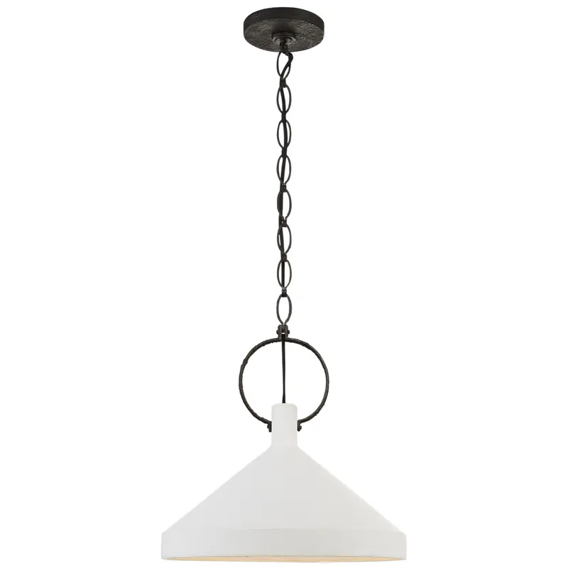 Suzanne Kasler Limoges Large Pendant in Natural Rust with Plaster White Shade Ceiling Light W16.5"