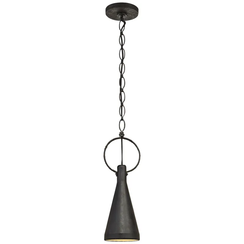 Suzanne Kasler Limoges Small Pendant in Natural Rust with Aged Iron Shade Ceiling Light W6.75"