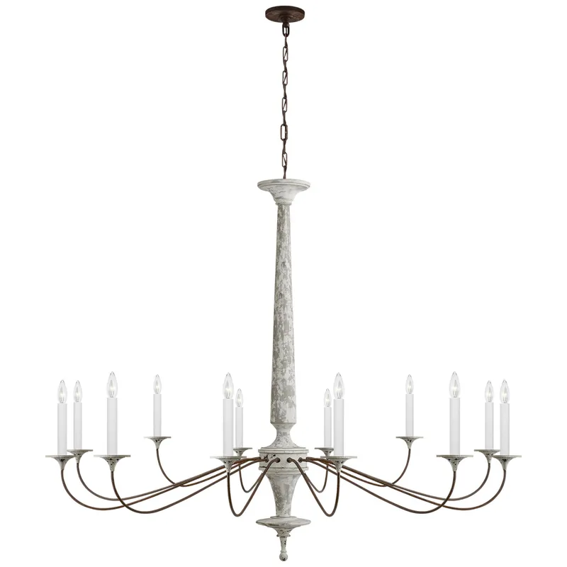 Suzanne Kasler Bordeaux Grande Chandelier in Swedish White and Natural Rust Ceiling Light W59.75"