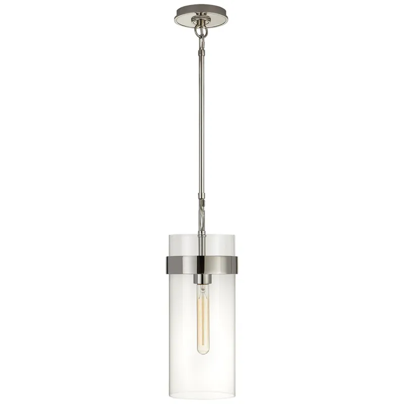Ian K. Fowler Presidio Small Pendant in Polished Nickel with Clear Glass Ceiling Light W6.5"
