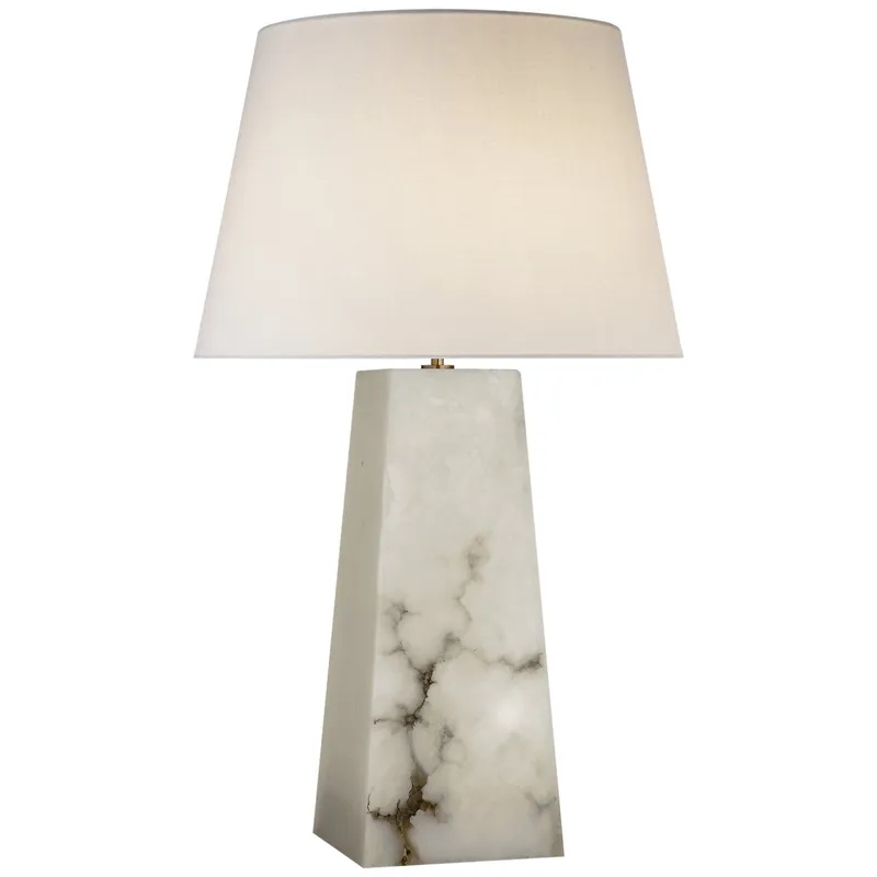 Kelly Wearstler Evoke Large Table Lamp in Alabaster with Linen Shade W18" x H30.25"