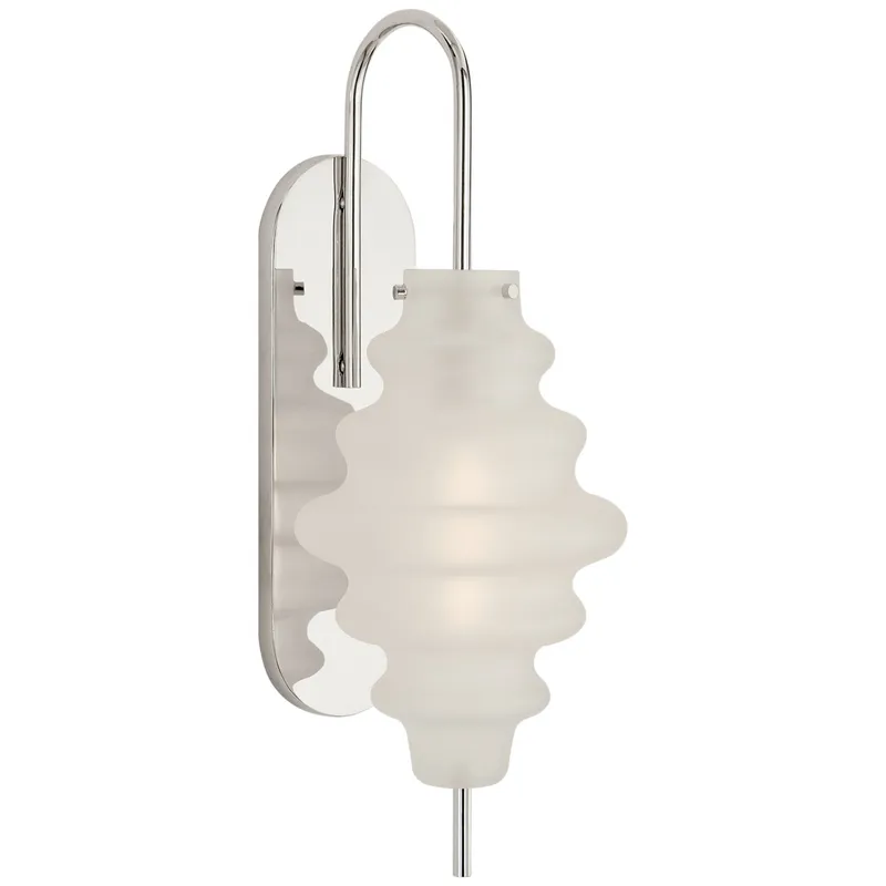 Kelly Wearstler Tableau Large Sconce in Polished Nickel with Volcanic Glass Wall Light W6.75" x H17.5"