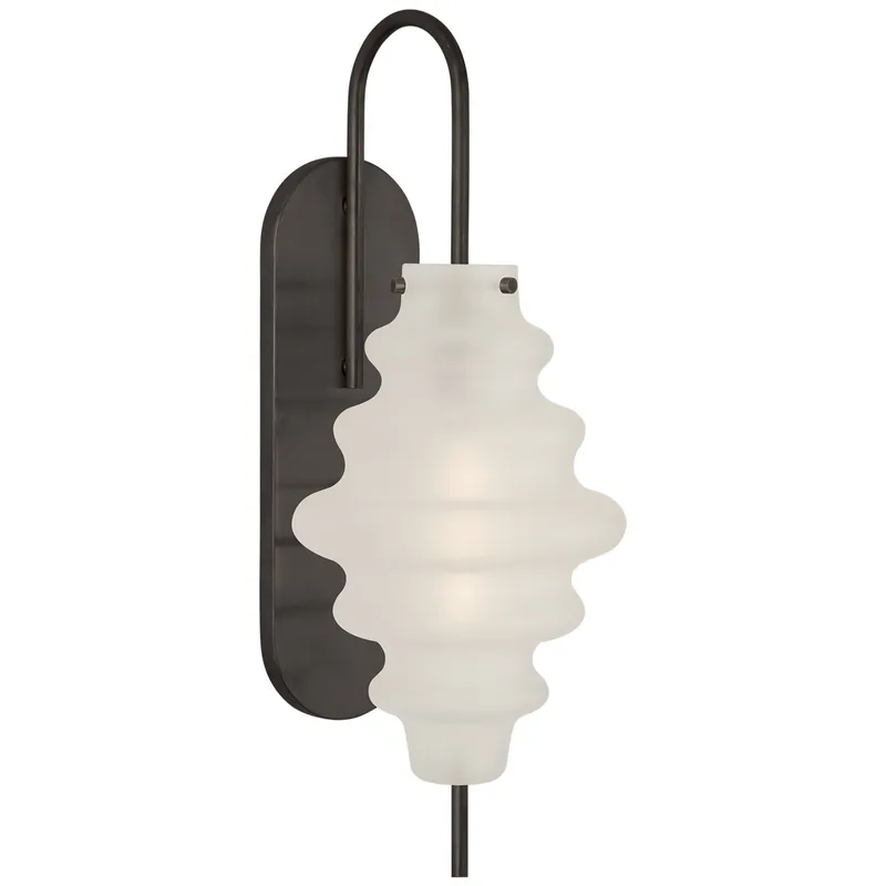 Kelly Wearstler Tableau Large Sconce in Bronze with Volcanic Glass Wall Light W6.75" x H17.5"
