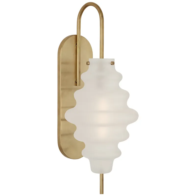 Kelly Wearstler Tableau Large Sconce in Antique-Burnished Brass with Volcanic Glass Wall Light W6.75" x H17.5"