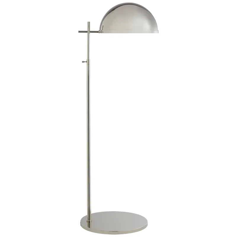Kelly Wearstler Dulcet Medium Pharmacy Floor Lamp in Polished Nickel with Polished Nickel Shade W15" x H43.5" - 54.5"