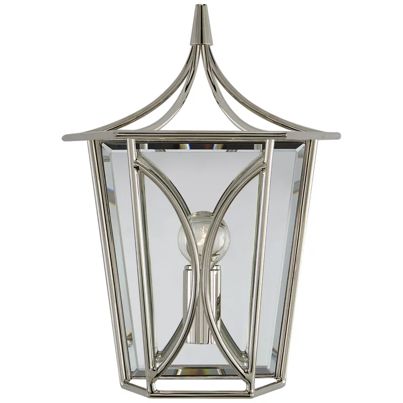 kate spade new york Cavanagh Mini Lantern Sconce in Polished Nickel Wall Light W8.5" x H12"