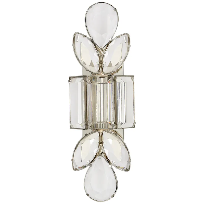 kate spade new york Lloyd Large Jeweled Sconce in Nickel with Clear Crystal Wall Light W6.25" x H18.5"