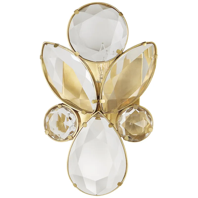 kate spade new york Lloyd Small Jeweled Sconce in Soft Brass with Clear Crystal Wall Light W6" x H10"