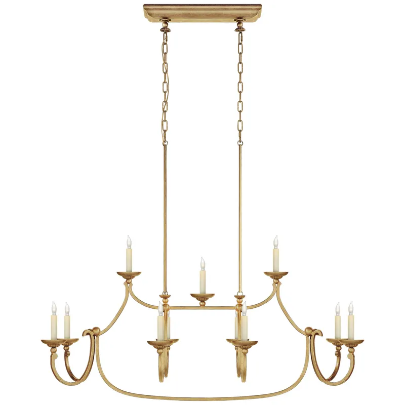 Chapman & Myers Flemish Large Linear Pendant in Gilded Iron Ceiling Light W50"