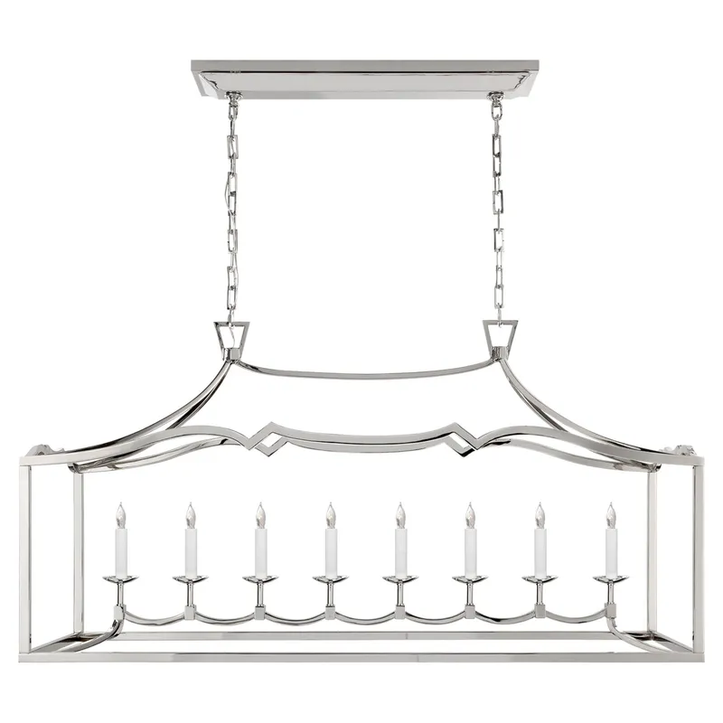 Chapman & Myers Fancy Darlana Large Linear Pendant in Polished Nickel Ceiling Light W51.75"