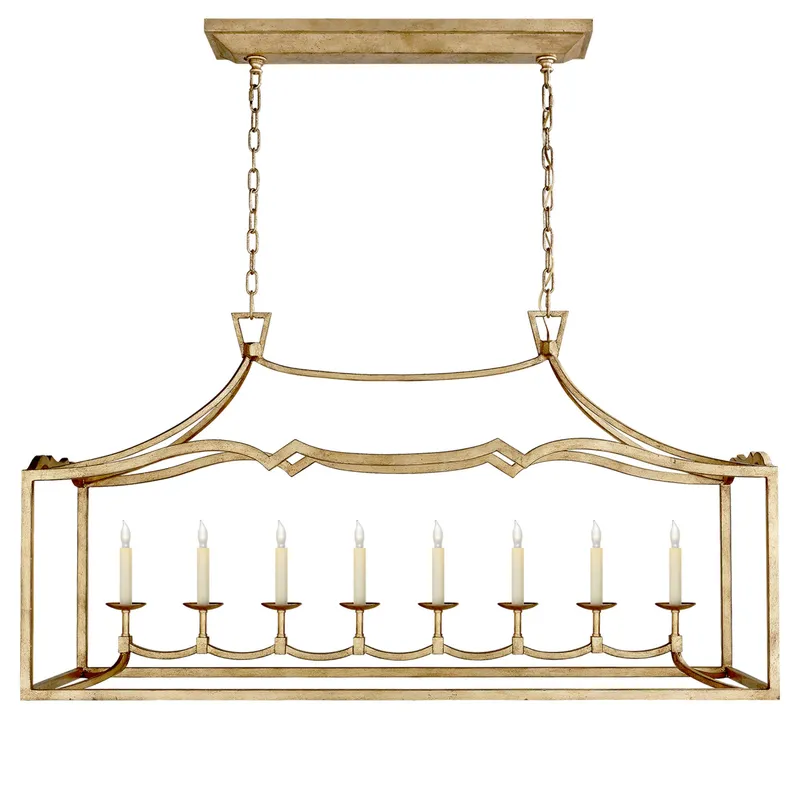 Chapman & Myers Fancy Darlana Large Linear Pendant in Gilded Iron Ceiling Light W51.75"