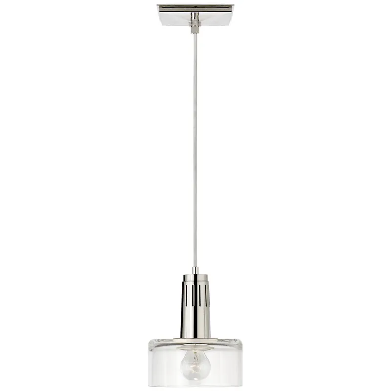 Thomas O'Brien Iris Single Pendant in Polished Nickel with Clear Glass Ceiling Light W7.5"