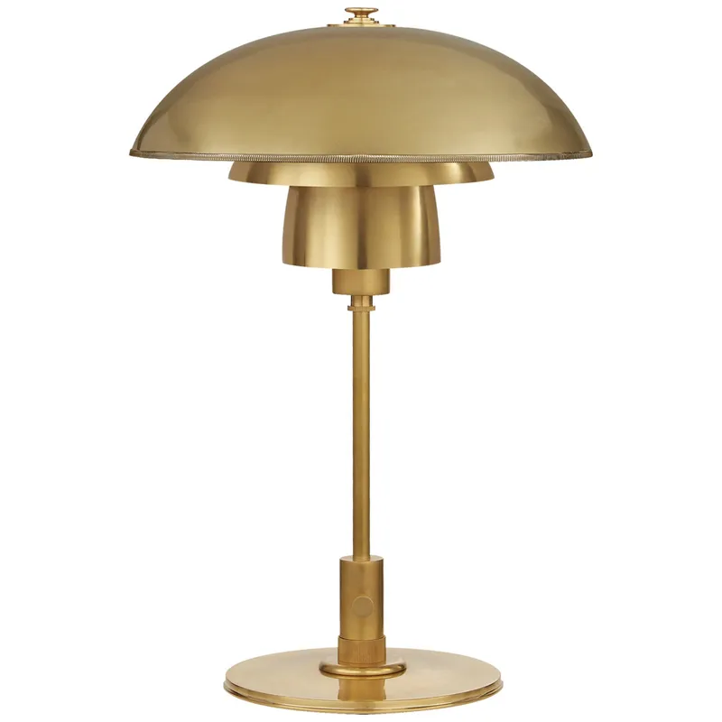 Thomas O'Brien Whitman Desk Lamp in Hand-Rubbed Antique Brass with Hand-Rubbed Antique Brass Shade Table Lamp W12.75" x H19"