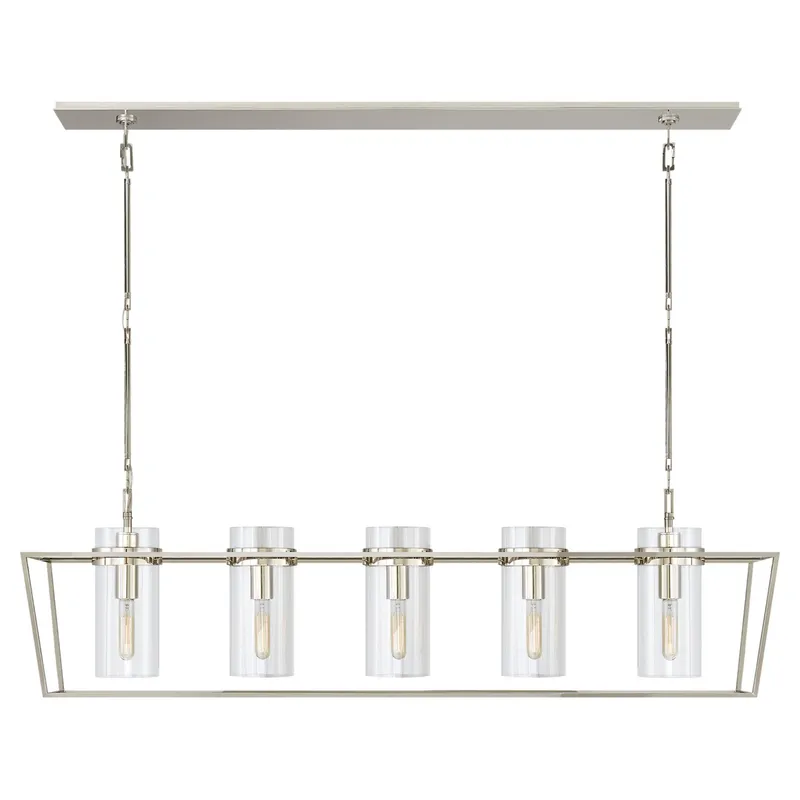 Ian K. Fowler Presidio Large Linear Lantern in Polished Nickel with Clear Glass Ceiling Light W54"