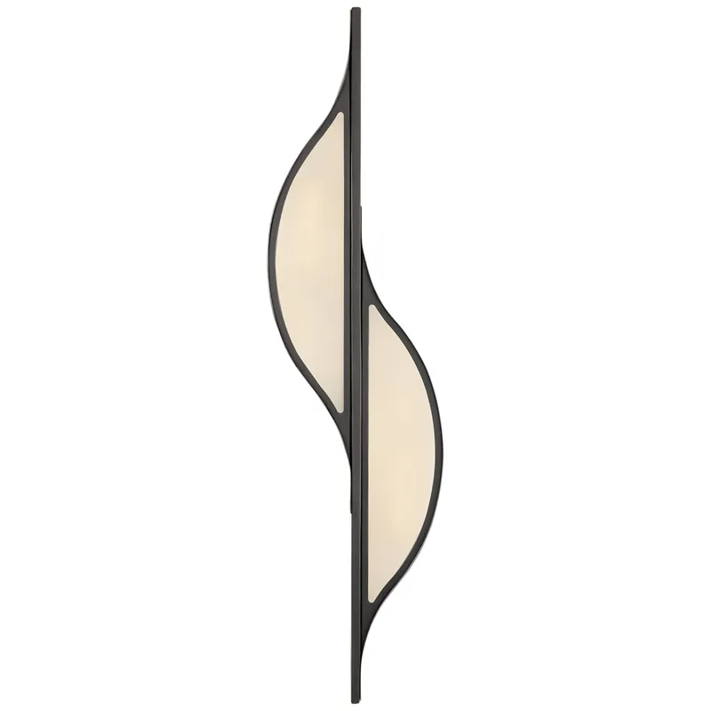 Kelly Wearstler Avant Large Curved Sconce in Bronze with Frosted Glass Wall Light W6.25" x H24.5"