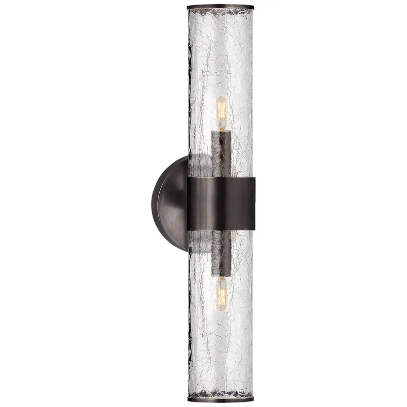 Kelly Wearstler Liaison Medium Sconce in Bronze with Crackle Glass Wall Light W5.25" x H22"