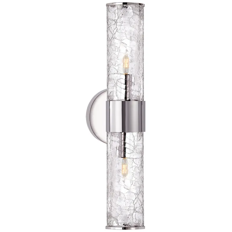 Kelly Wearstler Liaison Medium Sconce in Polished Nickel with Crackle Glass Wall Light W5.25" x H22"