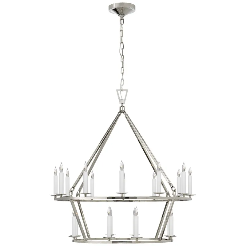 Chapman & Myers Darlana Medium Two-Tier Chandelier in Polished Nickel Ceiling Light W30" x H33"