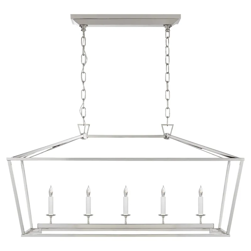 Chapman & Myers Darlana Medium Linear Lantern in Polished Nickel Ceiling Light W41" x H20.25"